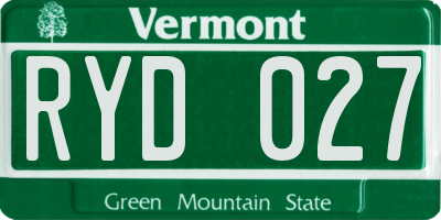 VT license plate RYD027