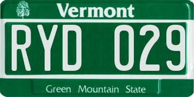 VT license plate RYD029