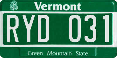 VT license plate RYD031