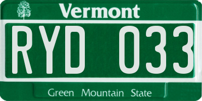 VT license plate RYD033