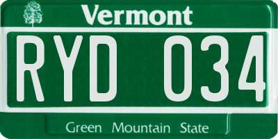 VT license plate RYD034