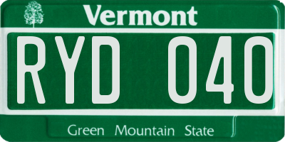 VT license plate RYD040