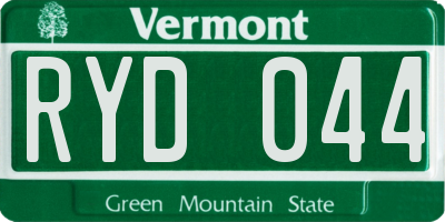 VT license plate RYD044
