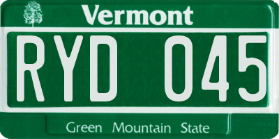 VT license plate RYD045