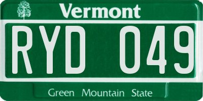 VT license plate RYD049