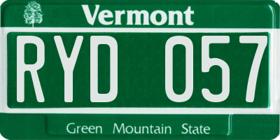 VT license plate RYD057