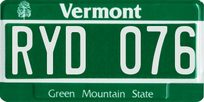 VT license plate RYD076