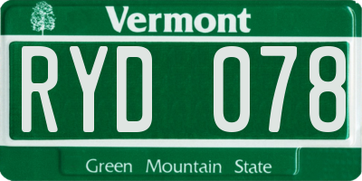 VT license plate RYD078