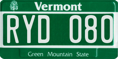 VT license plate RYD080