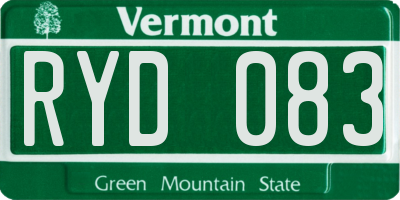 VT license plate RYD083