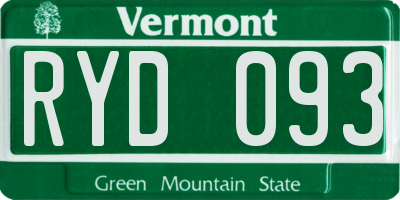 VT license plate RYD093