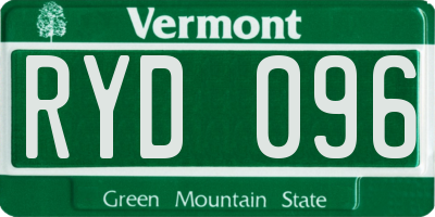 VT license plate RYD096