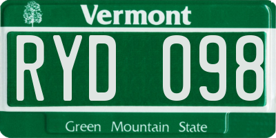 VT license plate RYD098