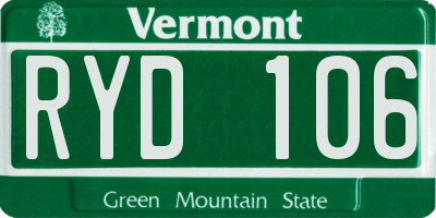 VT license plate RYD106