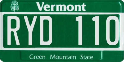 VT license plate RYD110