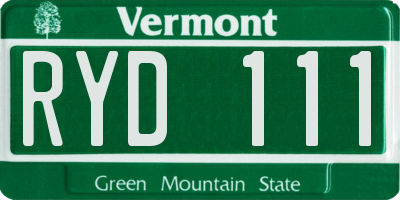 VT license plate RYD111