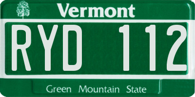 VT license plate RYD112