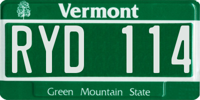 VT license plate RYD114