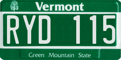 VT license plate RYD115