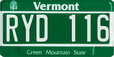 VT license plate RYD116