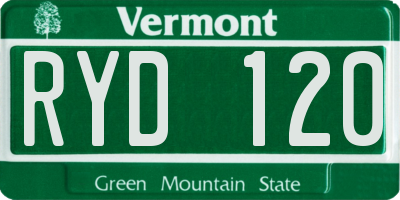 VT license plate RYD120
