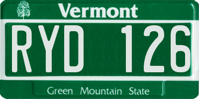 VT license plate RYD126