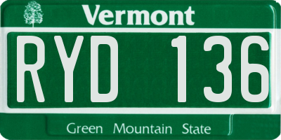 VT license plate RYD136