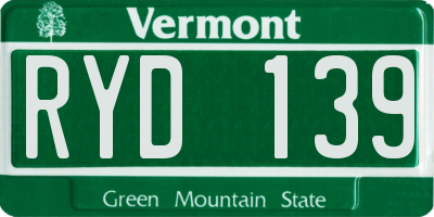 VT license plate RYD139