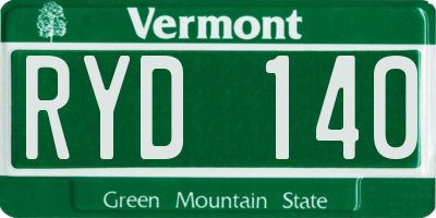 VT license plate RYD140