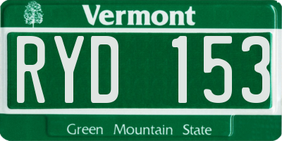 VT license plate RYD153