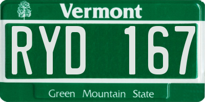VT license plate RYD167