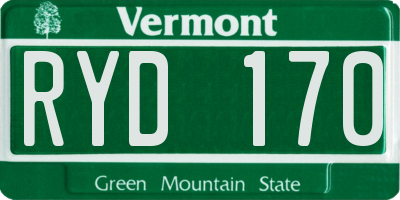 VT license plate RYD170