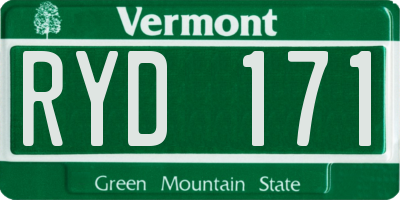 VT license plate RYD171