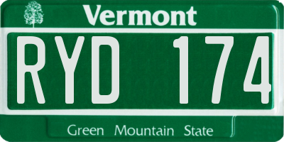 VT license plate RYD174