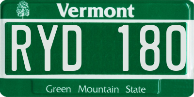 VT license plate RYD180
