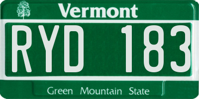 VT license plate RYD183