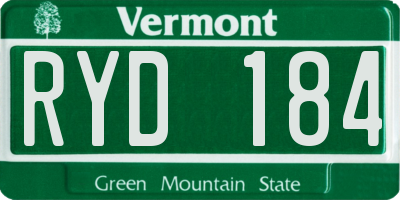 VT license plate RYD184