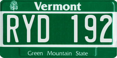 VT license plate RYD192