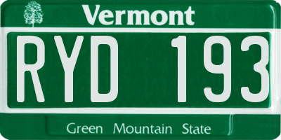 VT license plate RYD193