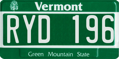 VT license plate RYD196