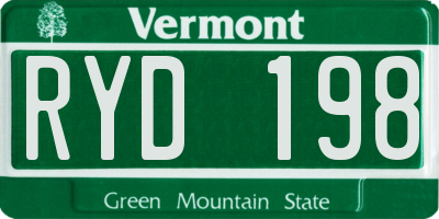 VT license plate RYD198