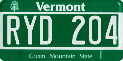 VT license plate RYD204