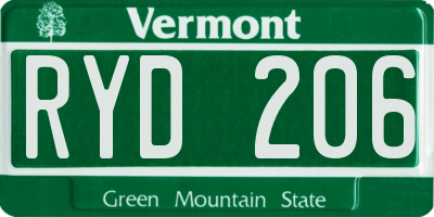 VT license plate RYD206