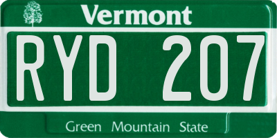 VT license plate RYD207