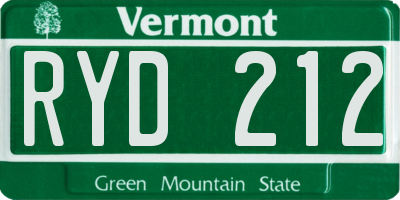 VT license plate RYD212