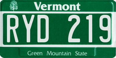 VT license plate RYD219