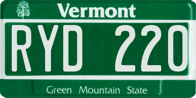 VT license plate RYD220