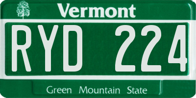 VT license plate RYD224