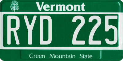 VT license plate RYD225