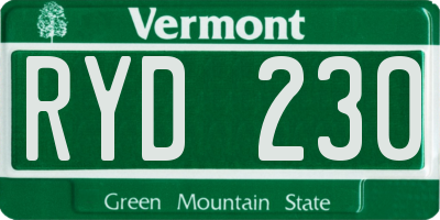 VT license plate RYD230